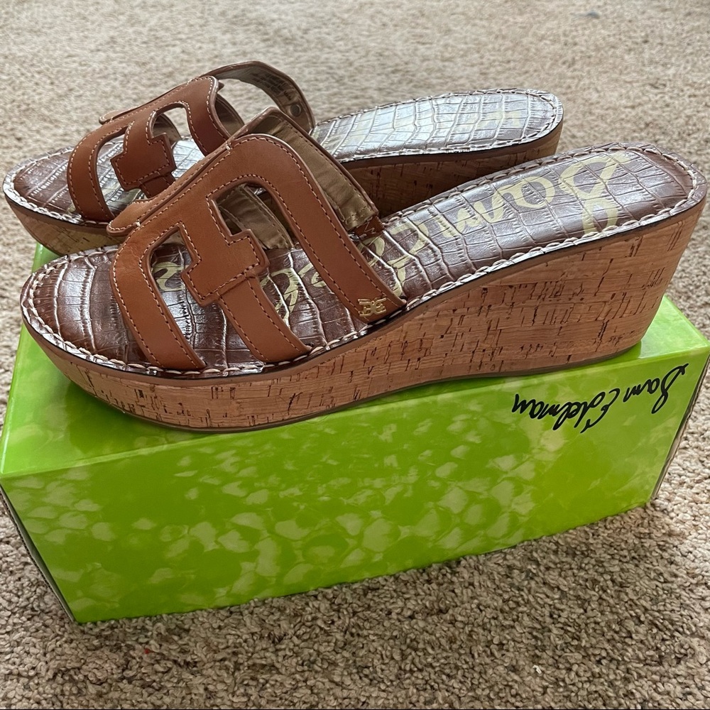 Sam Edelman Regis Tan wedge summer sandals Sz 11
